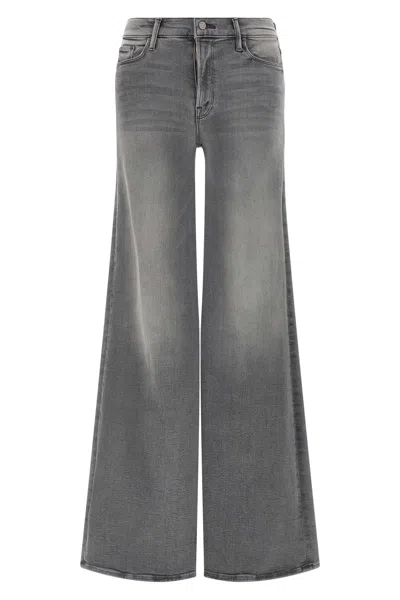 Mother Wide-leg Jeans Five-pocket Design In Gray