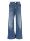 Mother Jeans The Rerun Zip Sneak With Belt Loops And Logo Embroidery On The Back In Blue Denim For Women In Blue