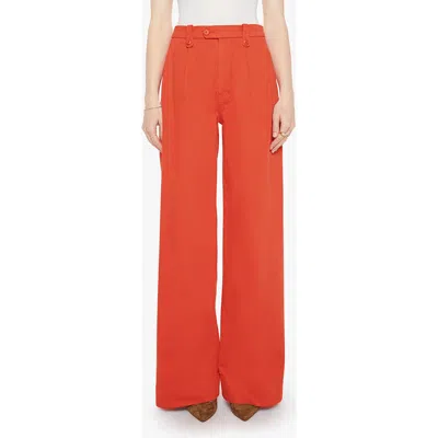 Mother The Under Wraps High Waist Wide Leg Pants In Red