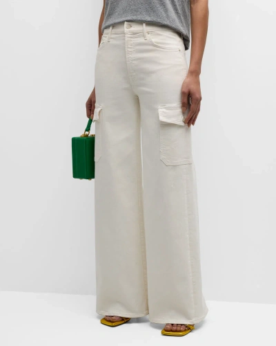 Mother The Undercover Cargo Sneak Jeans In Cream Puffs