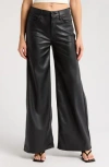 Mother The Undercover Faux Leather Wide Leg Pants In Black
