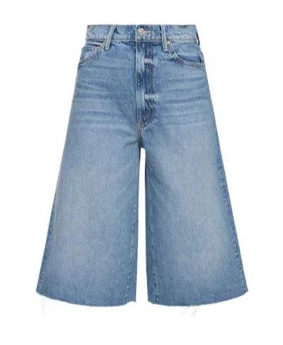 Mother The Undercover Fray Denim Shorts In Blue