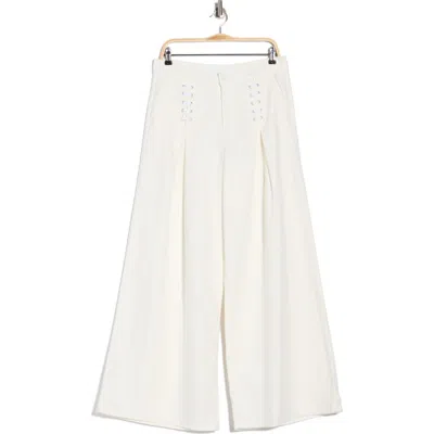 Mother The Undercover Laced-up High Waist Wide Leg Jeans In White