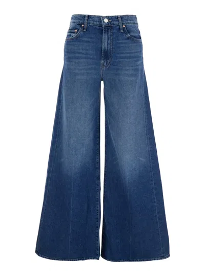 MOTHER THE UNDERCOVER SNEAK BLUE JEANS WITH PALAZZO STYLE AND LOGO PATCH ON THE REAR IN DENIM WOMAN