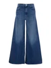 Mother 'the Undercover Sneak' Blue Jeans With Palazzo Style And Logo Patch On The Rear In Blue
