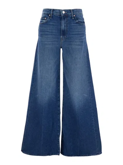 MOTHER 'THE UNDERCOVER SNEAK' BLUE JEANS WITH PALAZZO STYLE AND LOGO PATCH ON THE REAR IN DENIM WOMAN