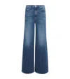 Mother 'the Undercover Sneak' Blue Jeans With Palazzo Style And Logo Patch On The Rear In Blue