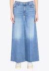 Mother The Swisher Sneak Fray Boogie Down Jeans In Blue