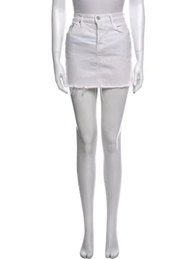 Pre-owned Mother The Vagabond Mini Fray Mini Skirt In Blue