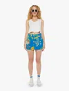 Mother The Vagabond Floral Print Denim Miniskirt In Blue