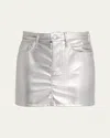 Mother The Vagabond Mini Skirt In Silver Dagger