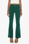 Mother The Weekend Flare Corduroy Pants In Dark Green