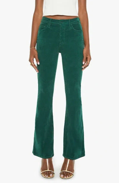 Mother The Weekend Flare Corduroy Pants In Dark Green
