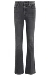 Mother Flared Leg Trousers Contrast Stitching In Black