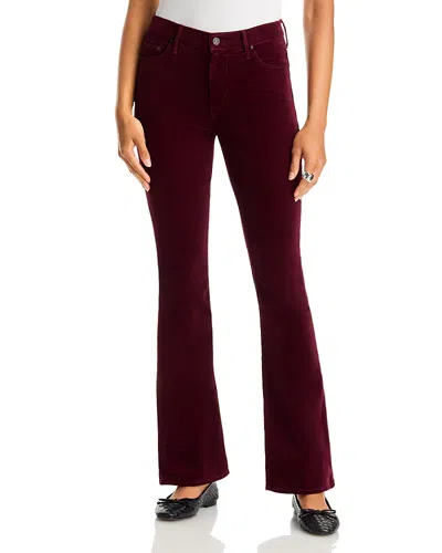 Mother The Weekender Corduroy Mid Rise Flare Jeans In Port Royal In Burgundy