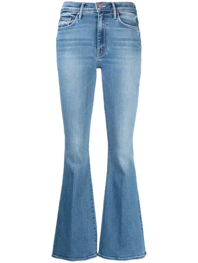Mother Womens Glow Up The Weekender Fray Flared-leg Denim Jeans In Blue