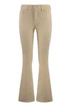 Mother Cropped Flared Jeans With Front And Back Pockets In Beige