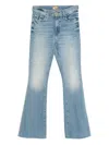 Mother Womens Glow Up The Weekender Fray Flared-leg Denim Jeans In Blue