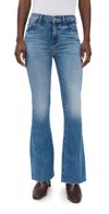 Mother The Weekender Fray Jeans Ride Hard Live Louder In Blue