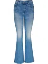 Mother Womens Glow Up The Weekender Fray Flared-leg Denim Jeans In Blue