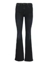 Mother Cropped Flared Denim Jeans In Blue