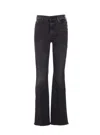 Mother Flared Leg Trousers Contrast Stitching In Black