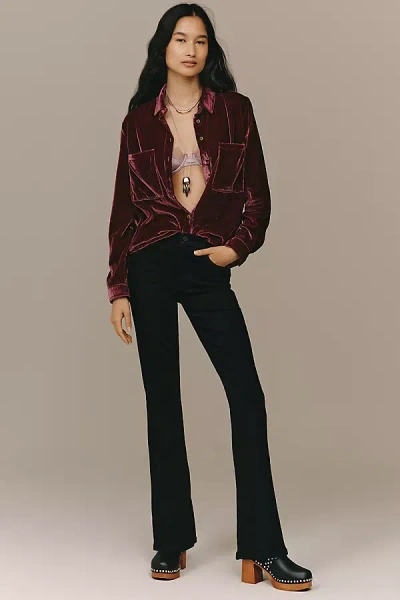 Mother The Weekender Mid-rise Flare Jeans In Black