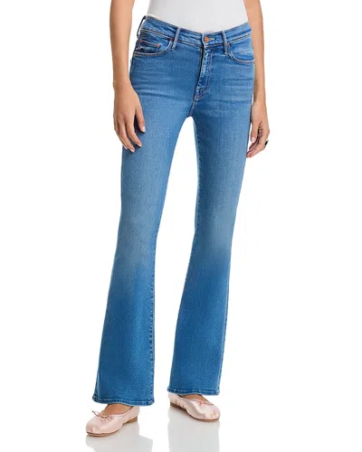 Mother The Weekender Mid Rise Flared Jeans In Piece By Piece In Blue