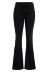 Mother Womens Nighty Night The Weekender Flared-leg Mid-rise Denim-blend Jeans In Black