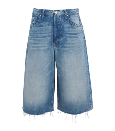 Mother The Whole Lot Fray Shorts In Blue