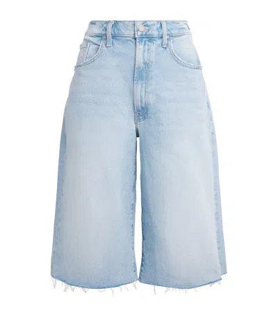Mother The Whole Lot Zip Fray Shorts In Blue