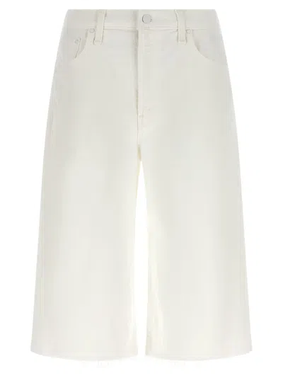 Mother The Whole Lot Zip Twist Fray Bermuda Shorts In Neutral