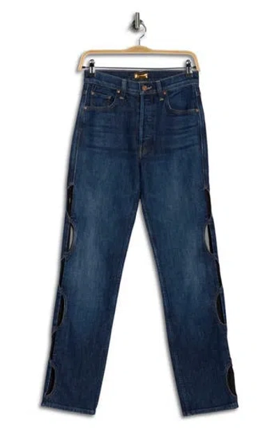 Mother The Wiggly Smarty Pants Cutout Skinny Jeans In Blue