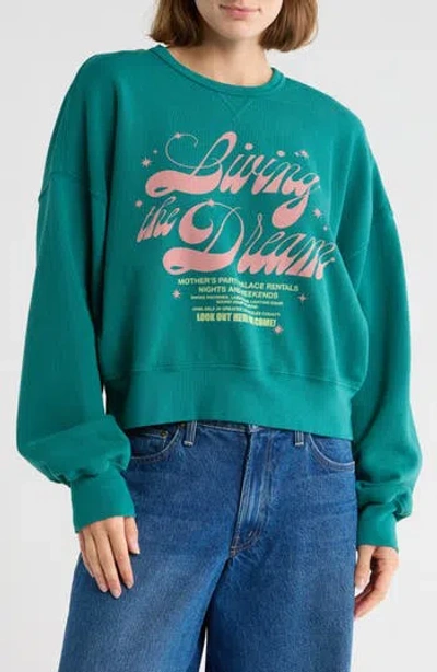 Mother The Winger Cotton Graphic Sweatshirt In Green