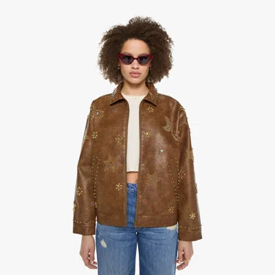 Mother The Zip It Brown And Jacket In Cream