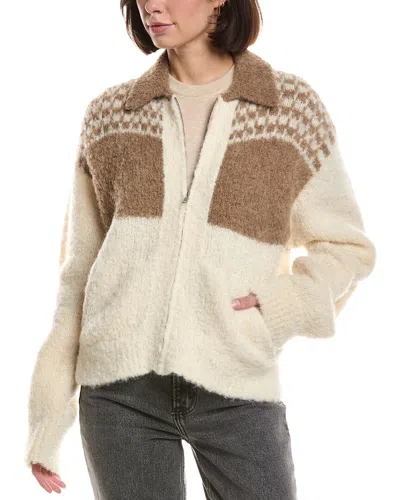 Mother The Zip Raquette Alpaca-blend Cardigan In Neutral