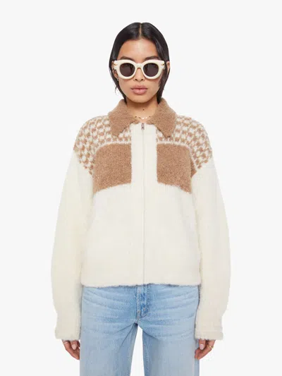 Mother The Zip Raquette Cardigan Fluff Back Shirt In White