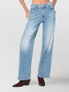 Mother Light Blue The Spinner Zip Sneak Jeans In Blue