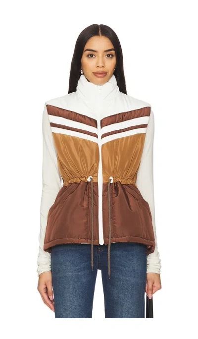 Mother Threes Company Collegiate Cowpoke Vest In White/tan In Multi