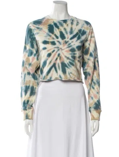 Pre-owned Mother Tie-dye Print Crew Neck Crop Top In Blue