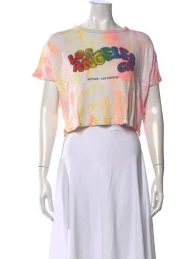 Pre-owned Mother Tie-dye Print Crew Neck Crop Top In Neutral