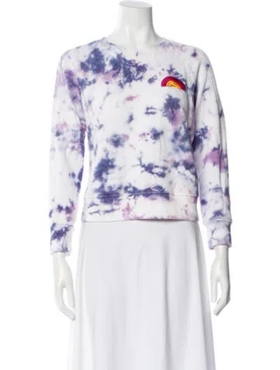Pre-owned Mother Tie-dye Print Crew Neck Sweatshirt In White