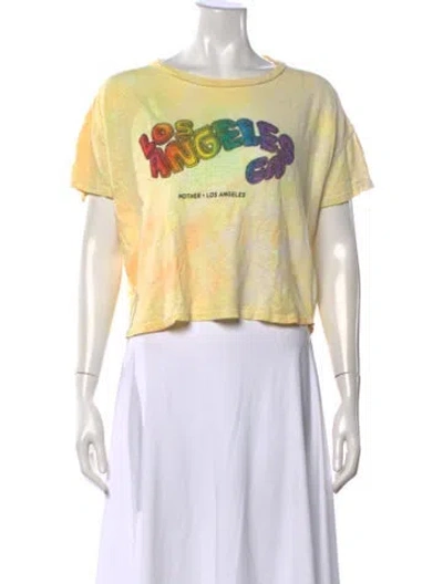 Pre-owned Mother Tie-dye Print Crew Neck T-shirt In Yellow