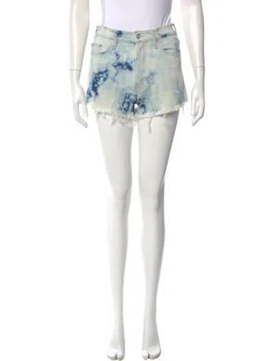 Pre-owned Mother Tie-dye Print Mini Shorts In Blue