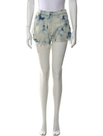 Pre-owned Mother Tie-dye Print Mini Shorts In Blue