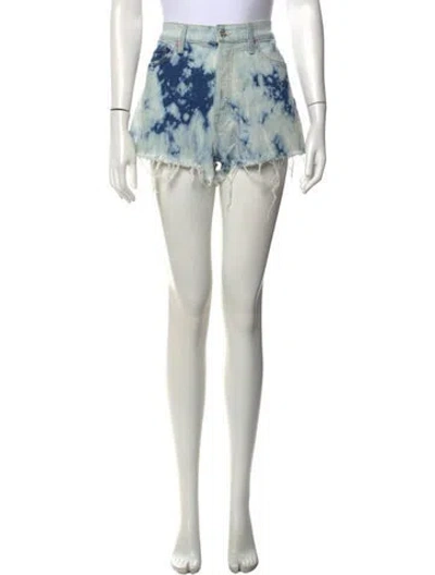 Pre-owned Mother Tie-dye Print Mini Shorts In Blue