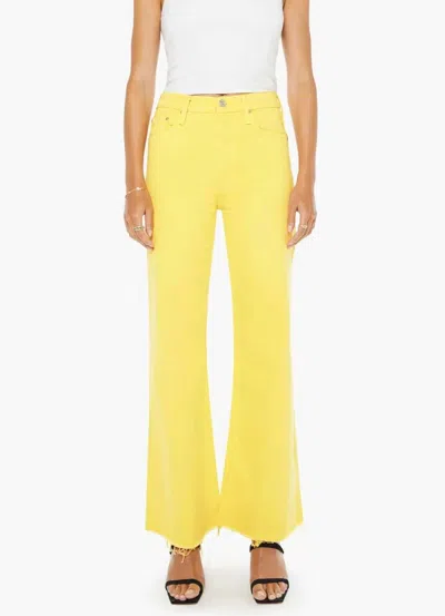 Mother Tomcat Roller Fray High-waisted Wide-leg Jeans In Sunshine Sun In Yellow