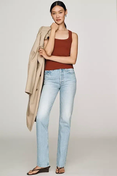 Mother Tomcat Skimp High-rise Straight-leg Jeans In Blue