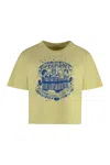 Mother Cotton Crew-neck T-shirt With Graphic Print In Yellow