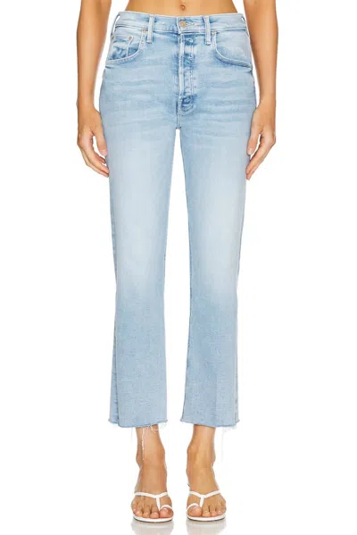 Mother The Insider Crop Step Fray Jeans In Blue